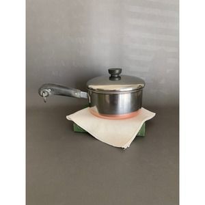 Vintage Revere Ware 2-quart Pot stainless steel copper old logo patent black